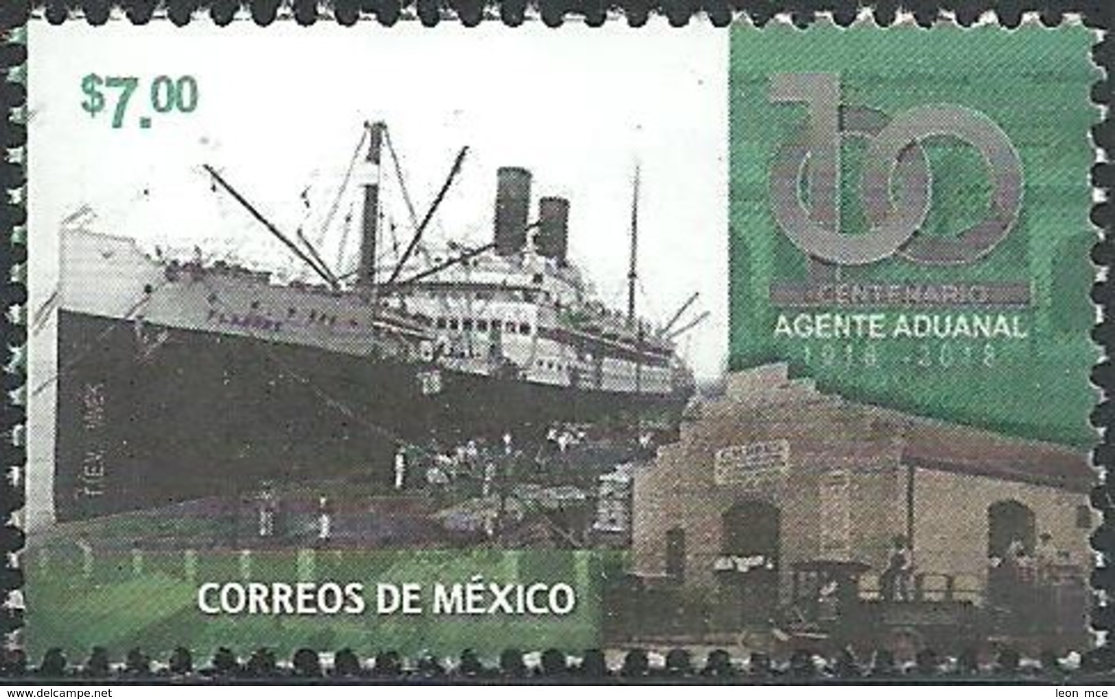 2018 MÉXICO Centenario Del Agente Aduanal Mexicano, BARCO DE CARGA SELLO MNH, Centenary Of The Mexican Customs Agent - Mexico