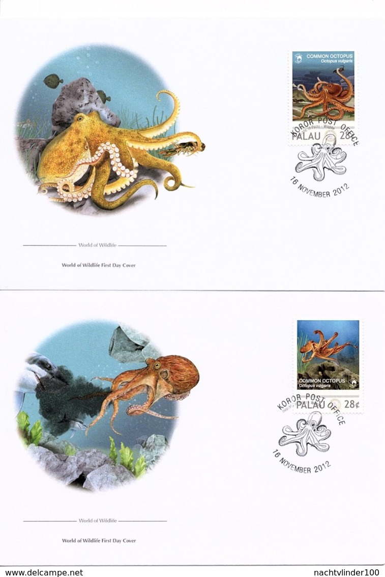 Nfd08fb FAUNA 'VISSEN FISH FISCHE' COMMON OCTOPUS MARINE LIFE PALAU 2012 FDC's - Mundo Aquatico