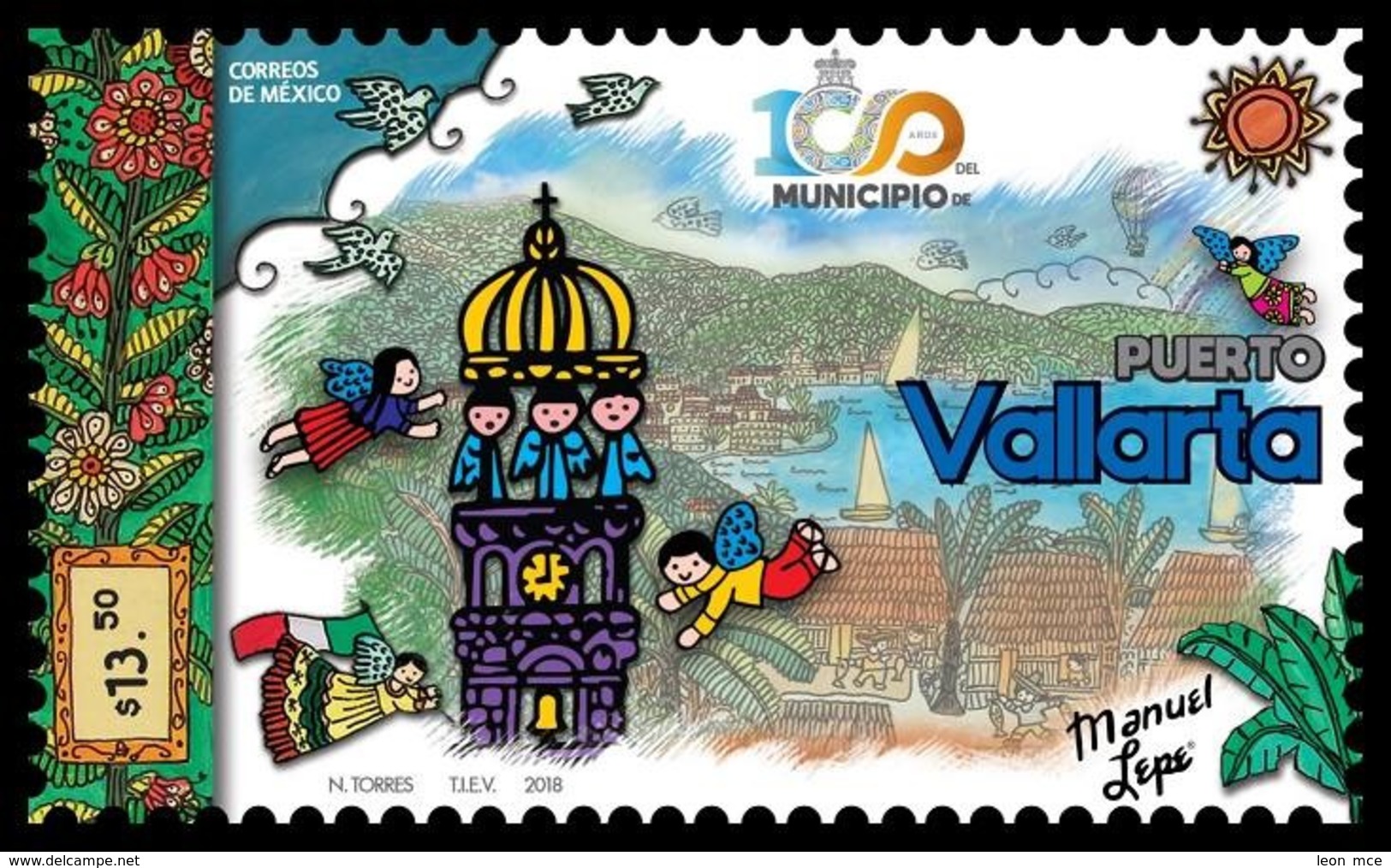 2018 MÉXICO 100 Años Del Municipio De Puerto Vallarta MNH, 100 Years Of The Municipality Of Puerto Vallarta ANGELES - México