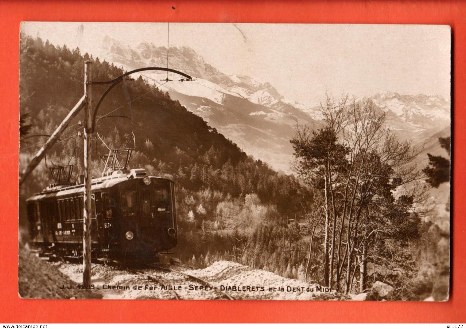 MTV-12 Chemin De Fer Aigle Sepey Diablerets Et Dents Du Midi, TRAIN. Sepia. Circulé 1929 - Aigle