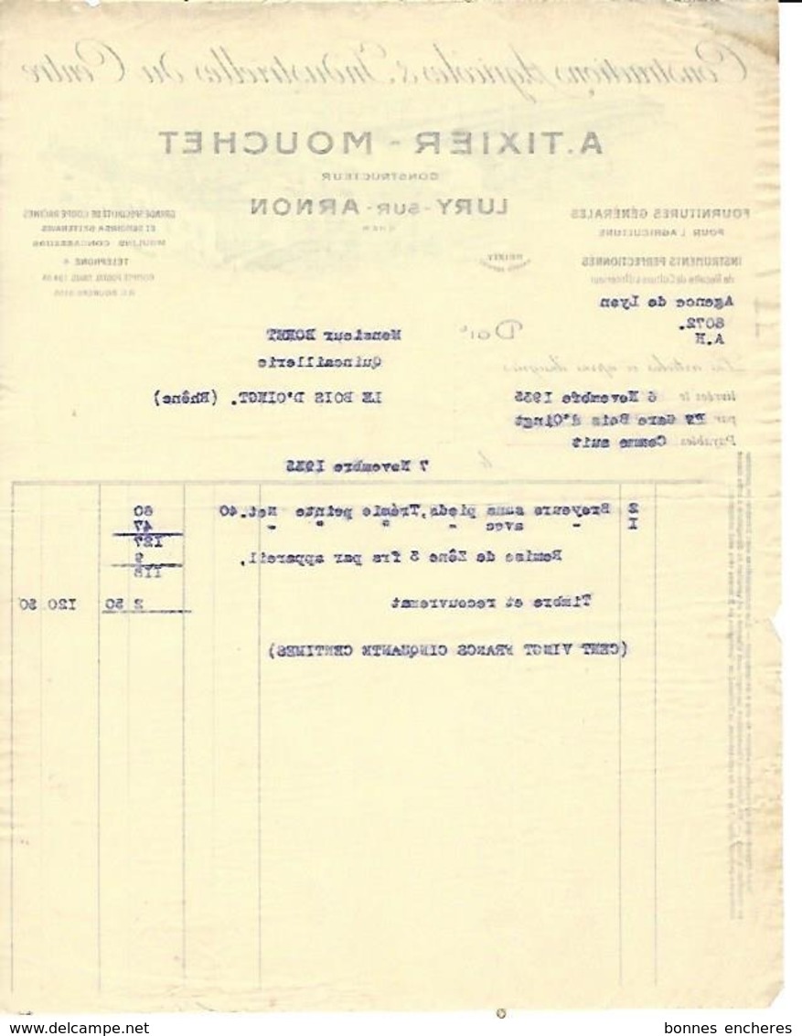 1935 CONSTRUCTIONS AGRICOLES INDUSTRIELLES DU CENTRE A. TIXIER MOUCHET à Lury Sur Arnon Cher Pour Bonet Le Bois D’Oingt - 1900 – 1949