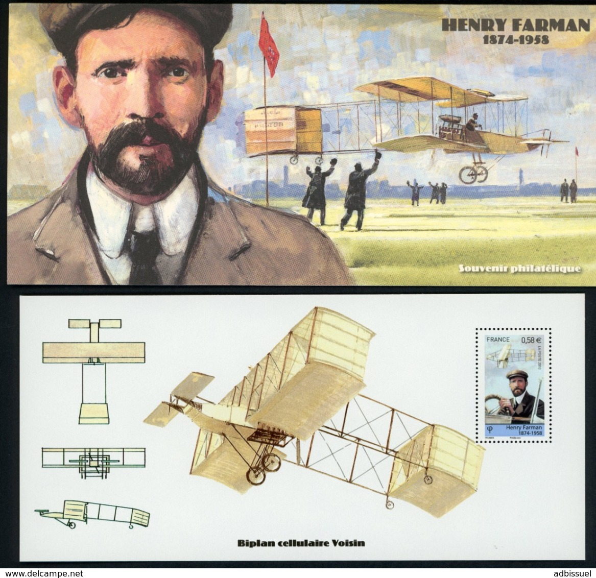 2010 BLOC SOUVENIR N°52 / PIONNIERS DE L'AVIATION / HENRY FARMAN 1874 - 1958 / ** MNH. TB - Souvenir Blocks & Sheetlets