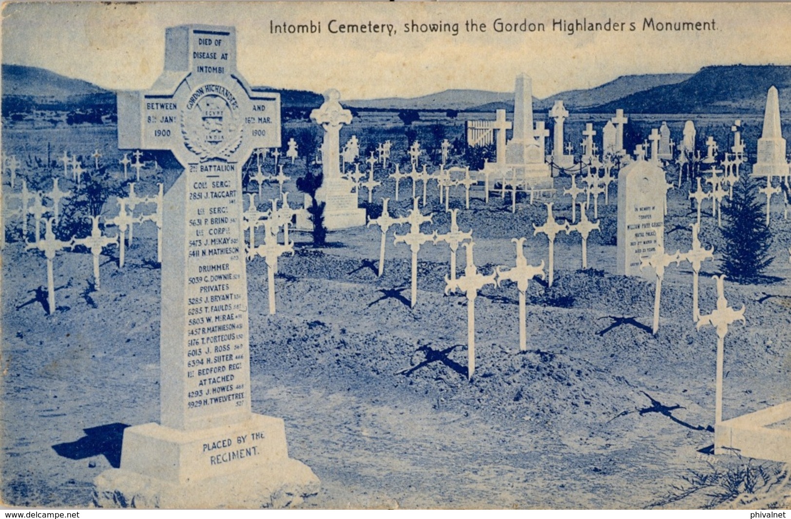 1914 SUDAFRICA , TARJETA POSTAL  CIRCULADA , LADYSMITH - LONDRES , INTOMBI CEMETERY , GORDON HIGHLANDER'S MONUMENT - Sud Africa