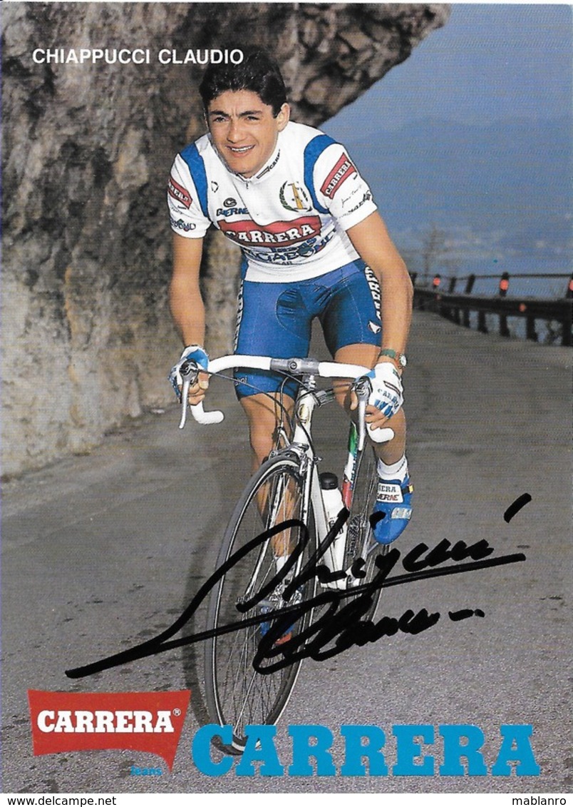 CARTE CYCLISME CLAUDIO CHIAPPUCCI SIGNEE TEAM CARRERA 1991 - Radsport