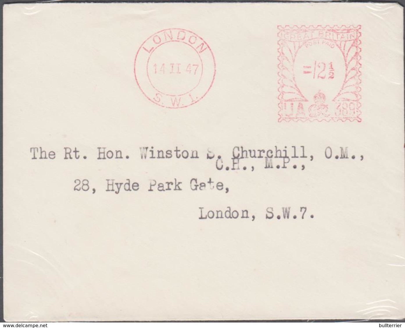 WINSTON CHURCHILL - GB - 1947 - LETTER TO WINSTON ON HIS LONDON RESIDENTIAL ADDRESS IN HYDE PARK GATE - Sir Winston Churchill