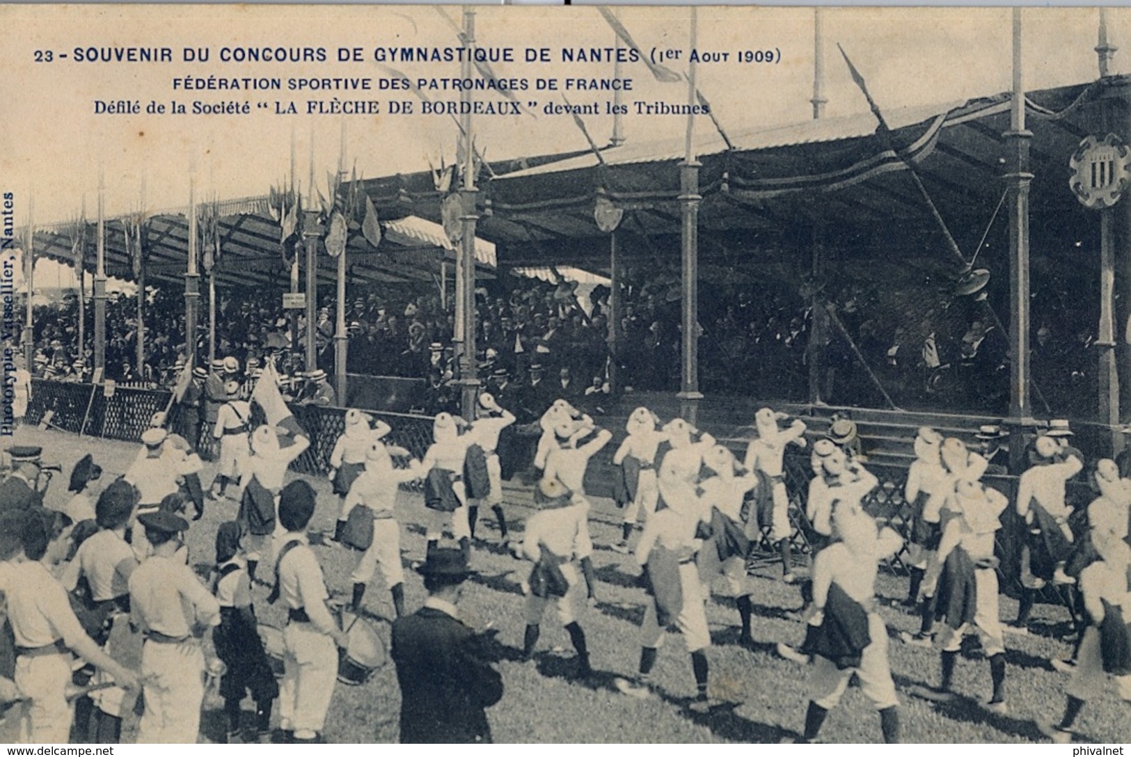 1909 FRANCIA - NANTES, T.P. SIN CIRCULAR , CONCOURS DE GYMNASTIQUE , FED. SPORTIVE DES PATRONAGES, LA FLÉCHE DE BORDEAUX - Gymnastik