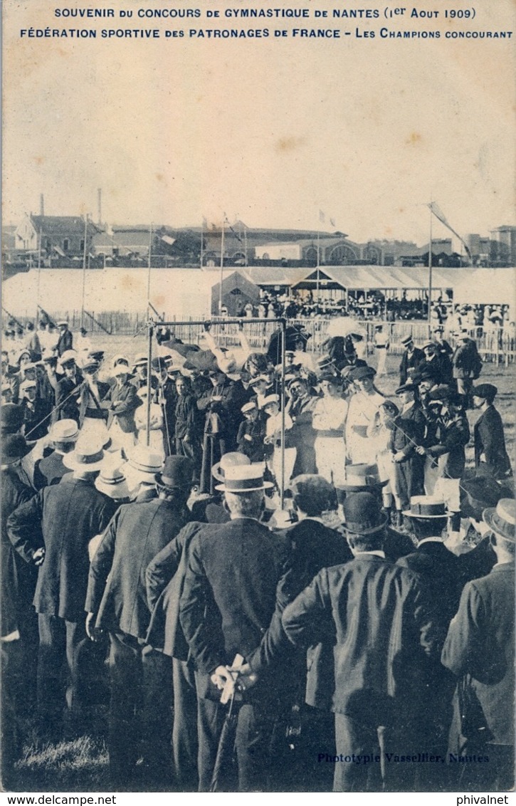 1909 FRANCIA - NANTES, T.P. SIN CIRCULAR , CONCOURS DE GYMNASTIQUE , FED. SPORTIVE DES PATRONAGES, CHAMPIONS CONCOURANT - Gymnastik