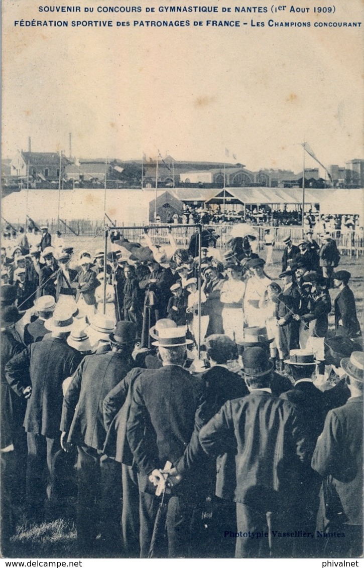 1909 FRANCIA - NANTES, T.P. SIN CIRCULAR , CONCOURS DE GYMNASTIQUE , FED. SPORTIVE DES PATRONAGES, CHAMPIONS CONCOURANT - Gymnastique
