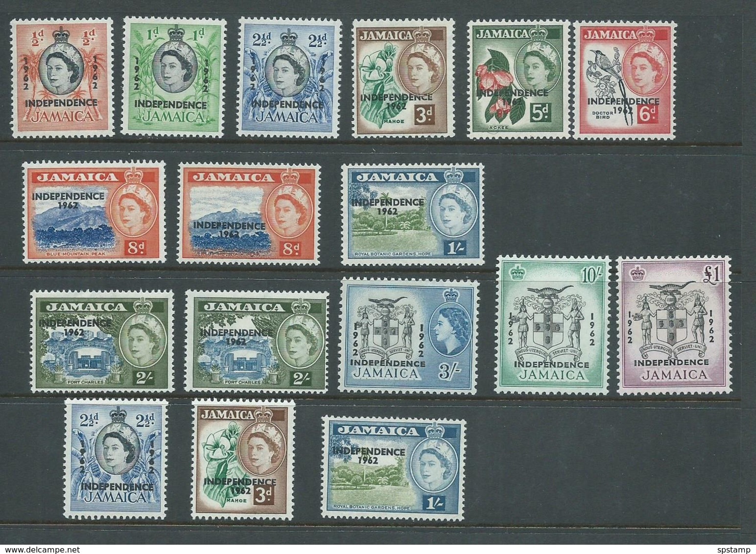 Jamaica 1962-64 Independence Overprints First Set Of 12 + Later Odds MNH / MLH - Jamaica (...-1961)