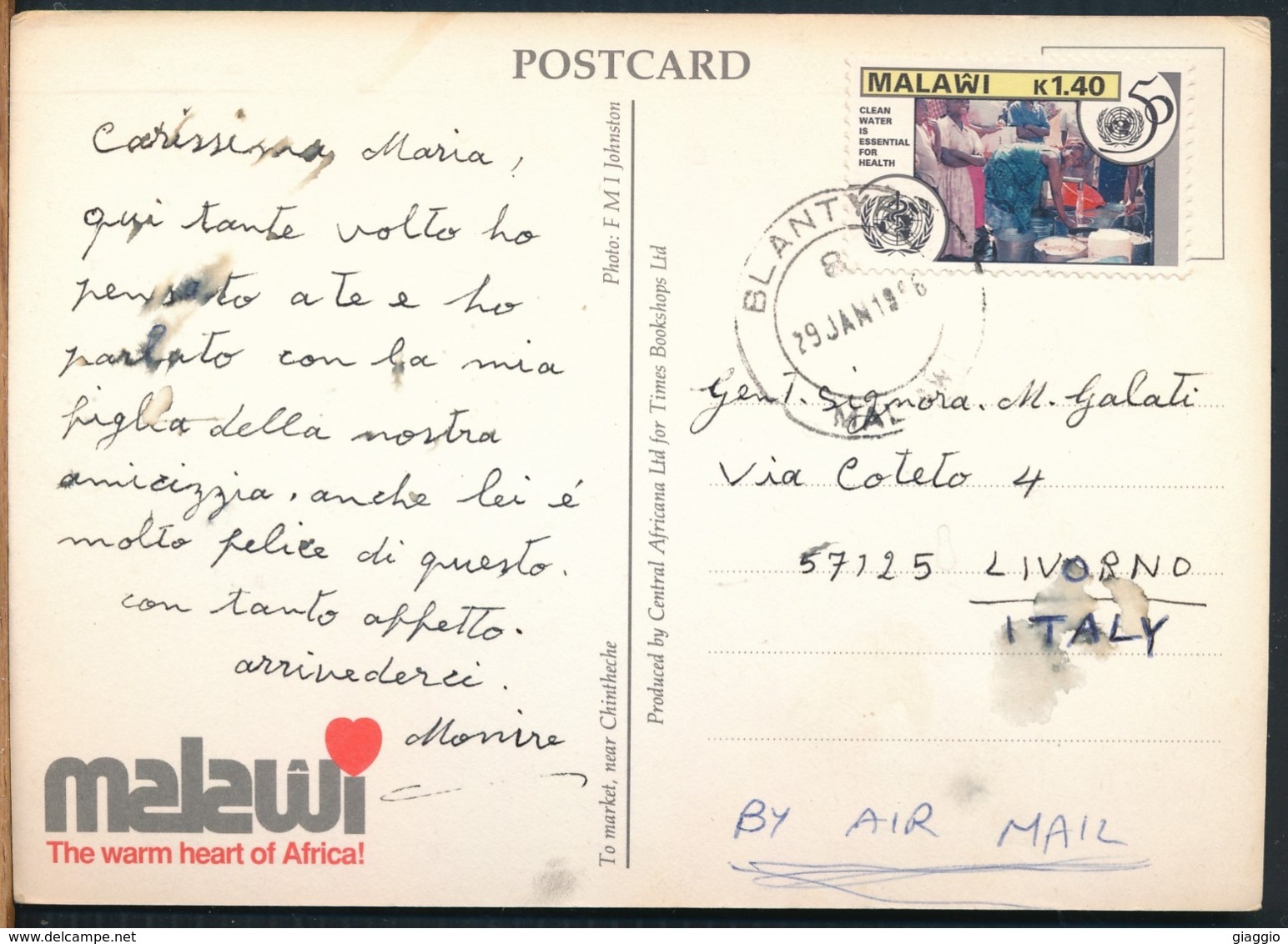 °°° 14093 - MALAWI - TO MARKET NEAR CHINTHECHE- 1996 With Stamps °°° - Malawi