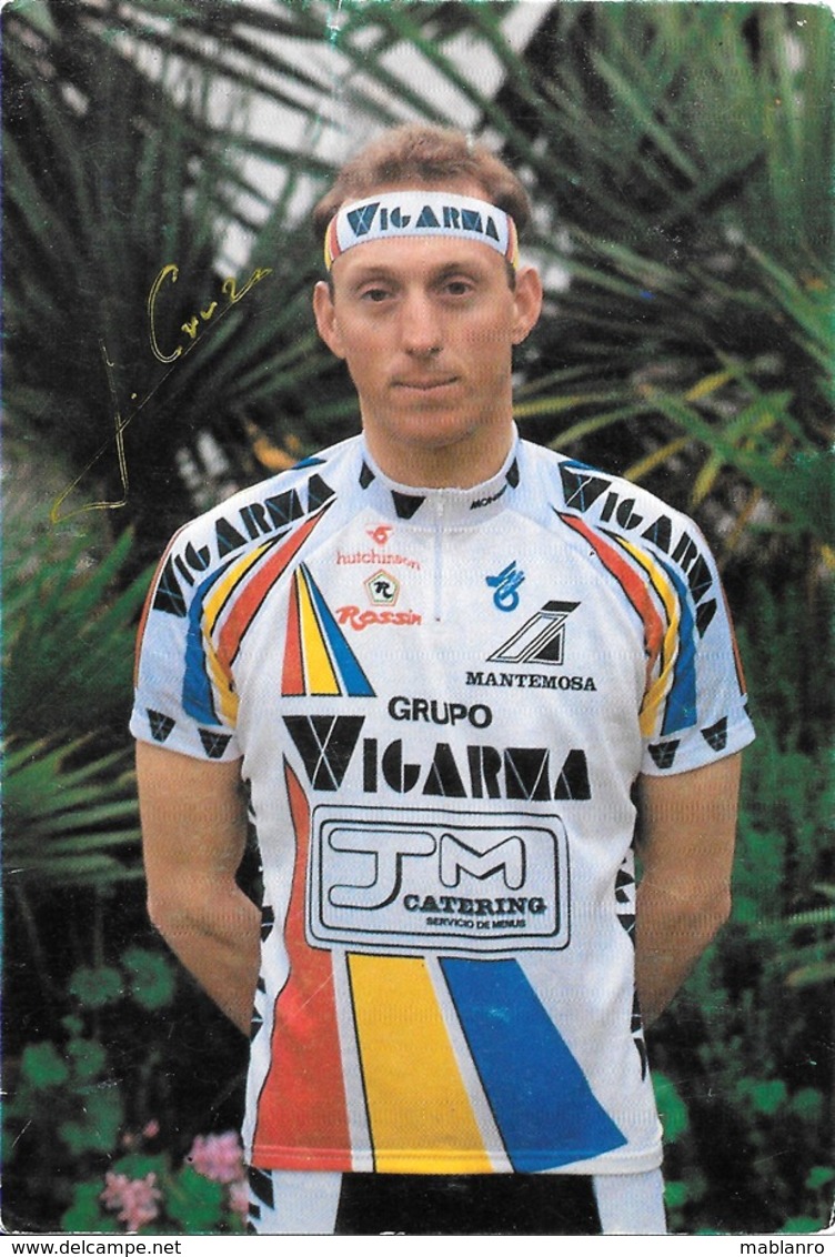 CARTE CYCLISME JESUS CRUZ MARTIN SIGNEE TEAM WIGARMA 1991 - Cyclisme