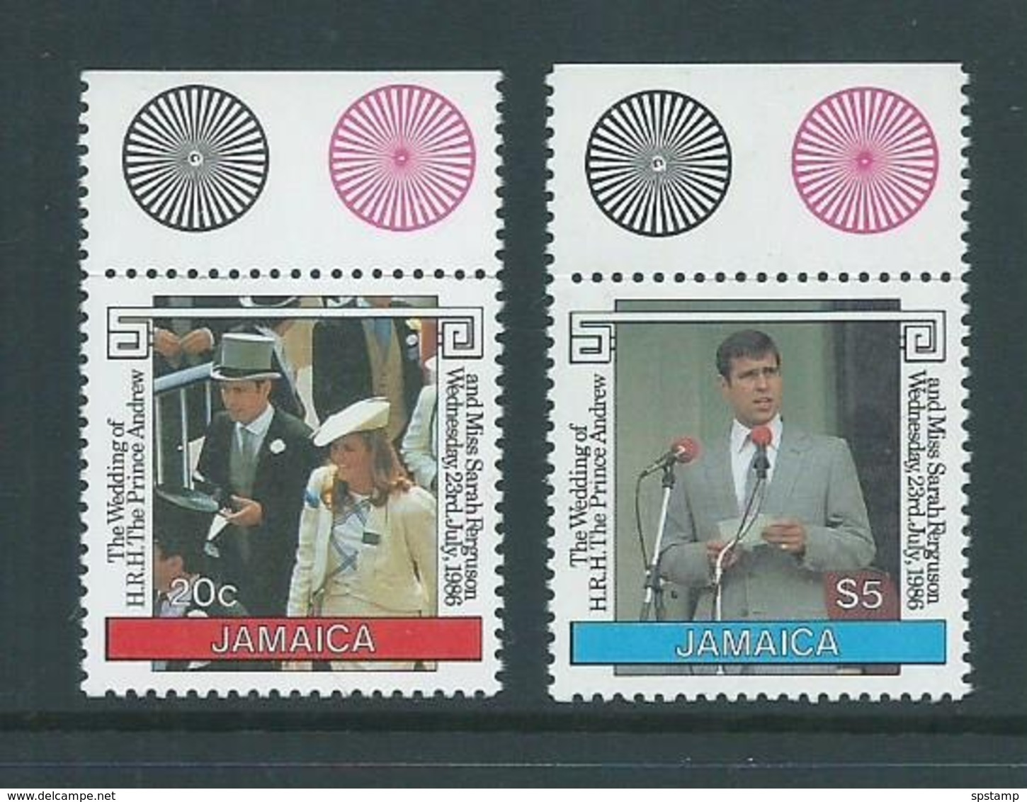 Jamaica 1986 Prince Andrew Royal Wedding Pair Marginal MNH - Jamaique (1962-...)