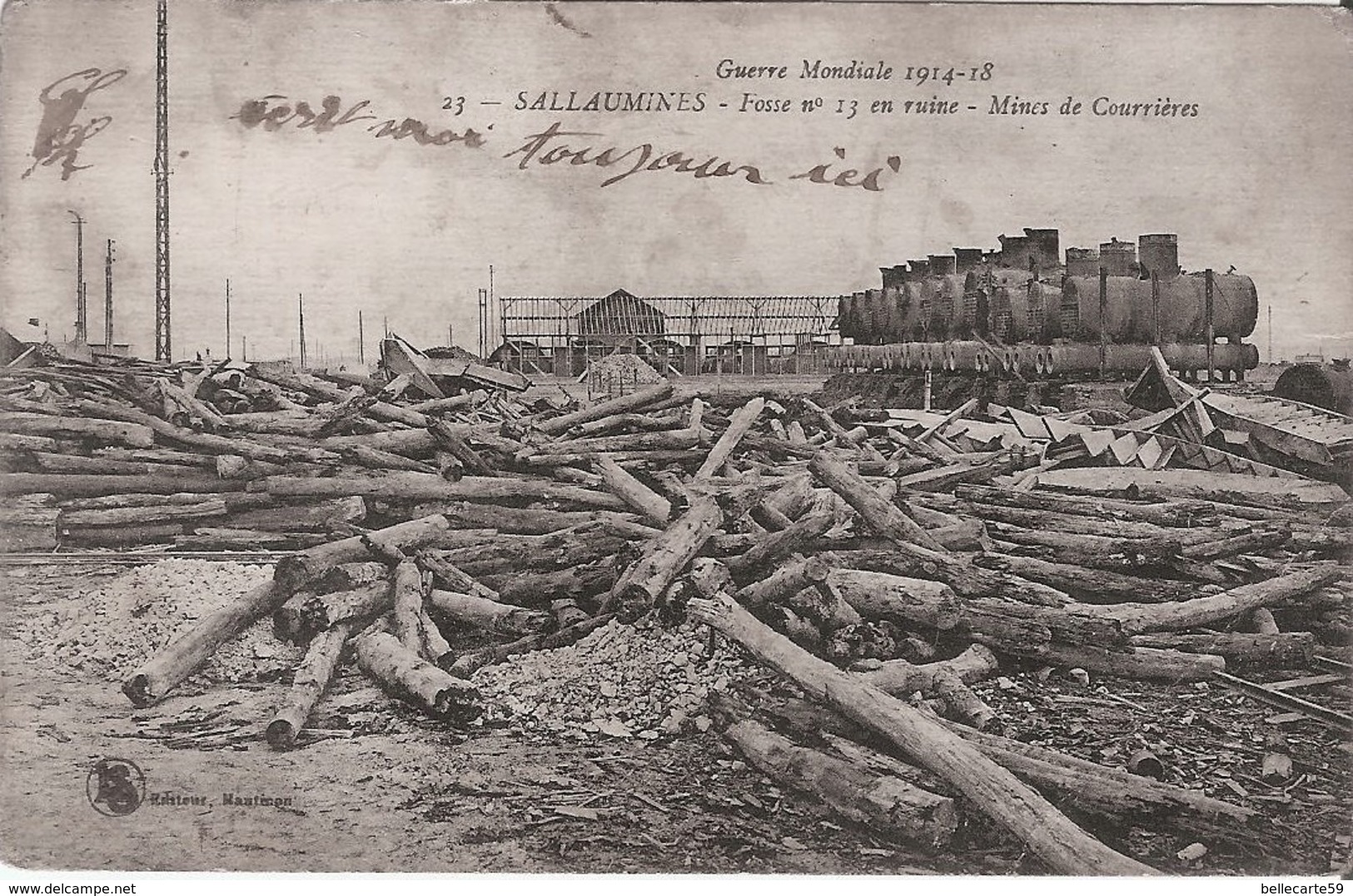 62 - SALLAUMINES -  Guerre Mondiale 1914-18 Fosse N°13 En Ruine - Mines De Courrières - Autres & Non Classés