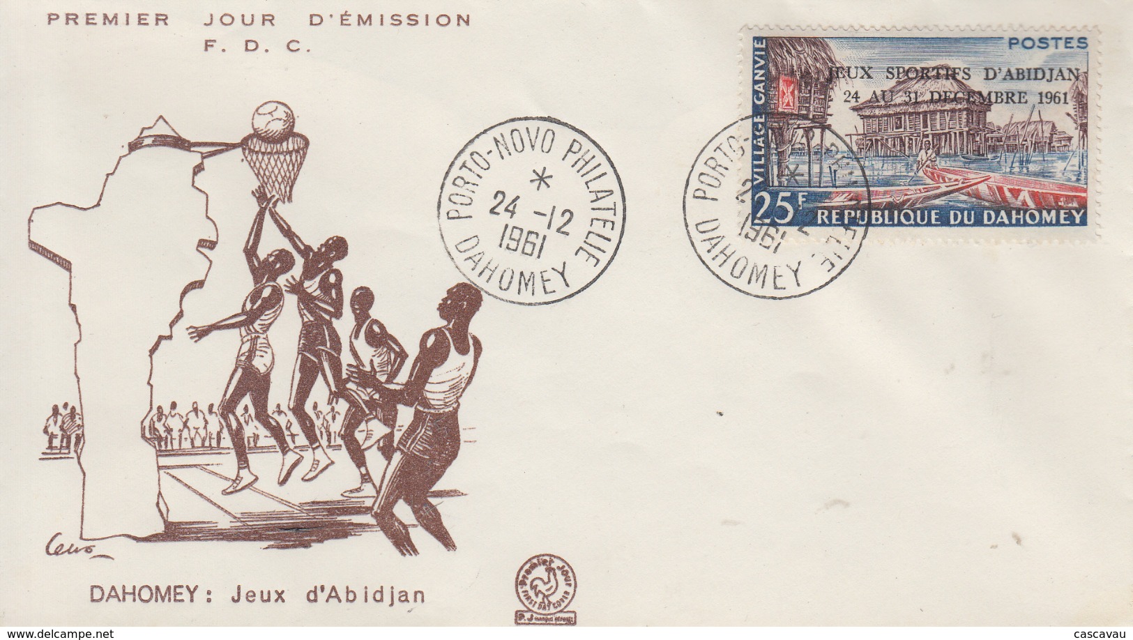 Enveloppe  FDC  1er  Jour   DAHOMEY    Jeux  Sportifs  D' ABIDJAN   1961 - Benin – Dahomey (1960-...)