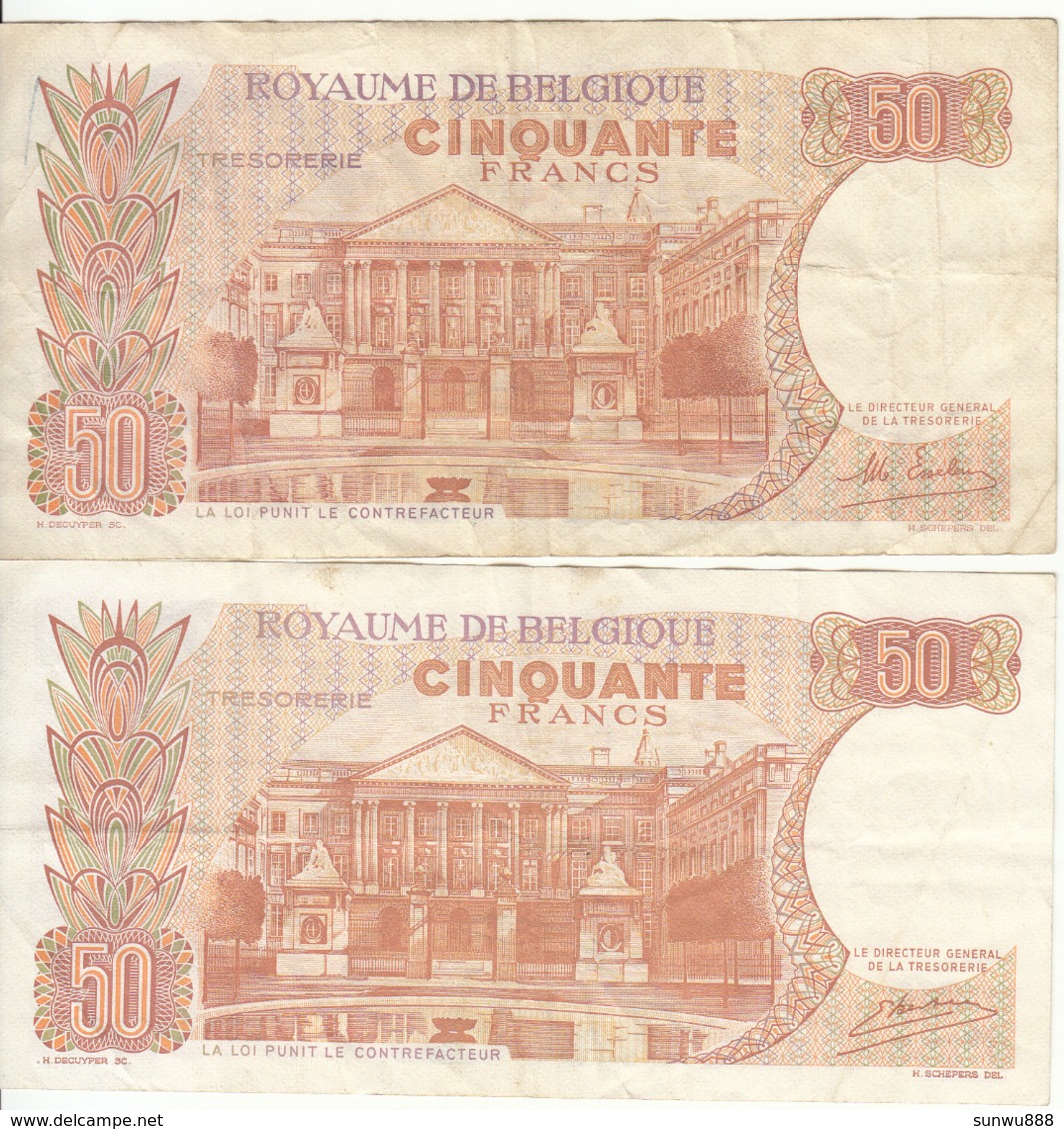 Belgique - Lot 2 Billet 50 Francs Frank (Baudouin Fabiola 1966) (1) - Autres & Non Classés