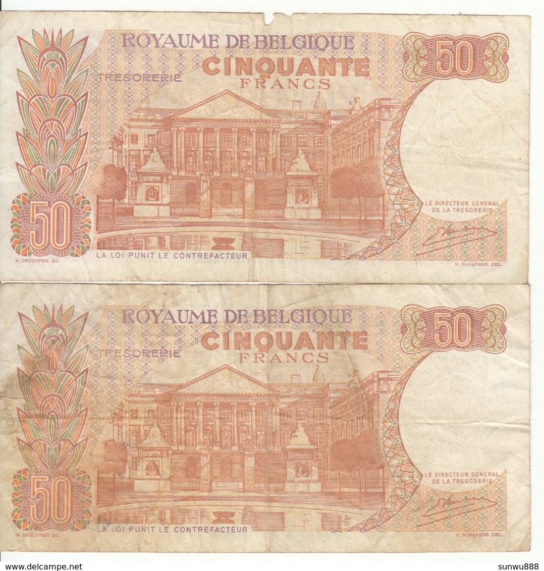 Belgique - Lot 2 Billet 50 Francs Frank (Baudouin Fabiola 1966) (3) - Autres & Non Classés