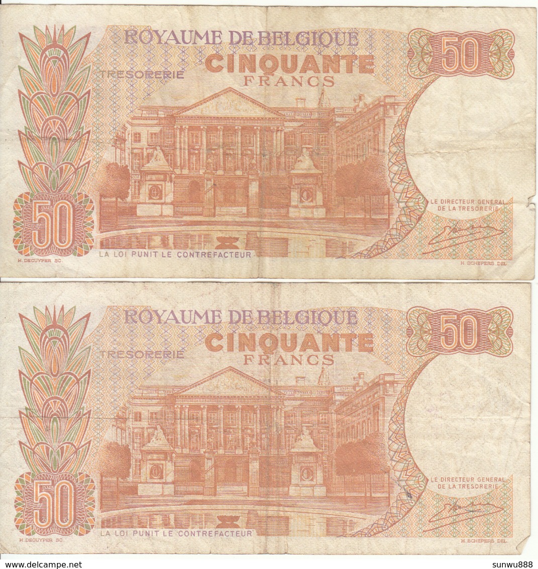 Belgique - Lot 2 Billet 50 Francs Frank (Baudouin Fabiola 1966) (4) - Autres & Non Classés