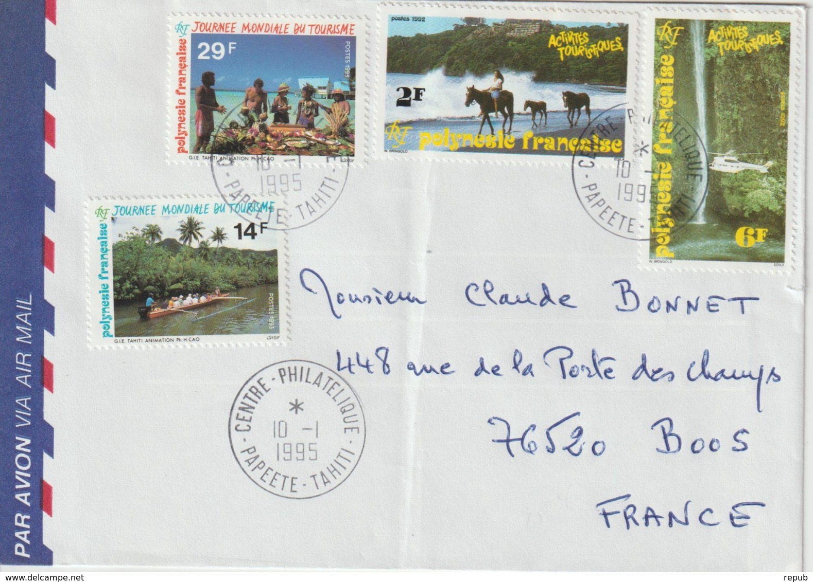 Lettre Polynésie 1995 Pour La France - Lettres & Documents