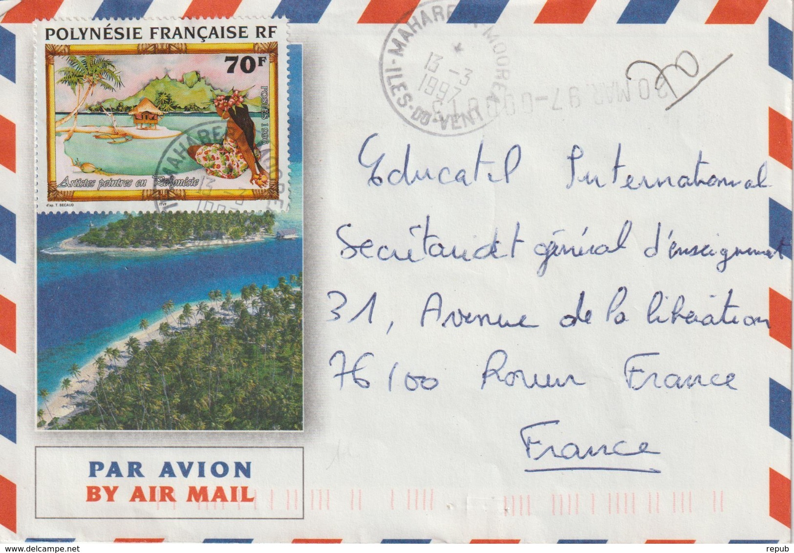 Lettre Polynésie 1997 Pour La France - Lettres & Documents