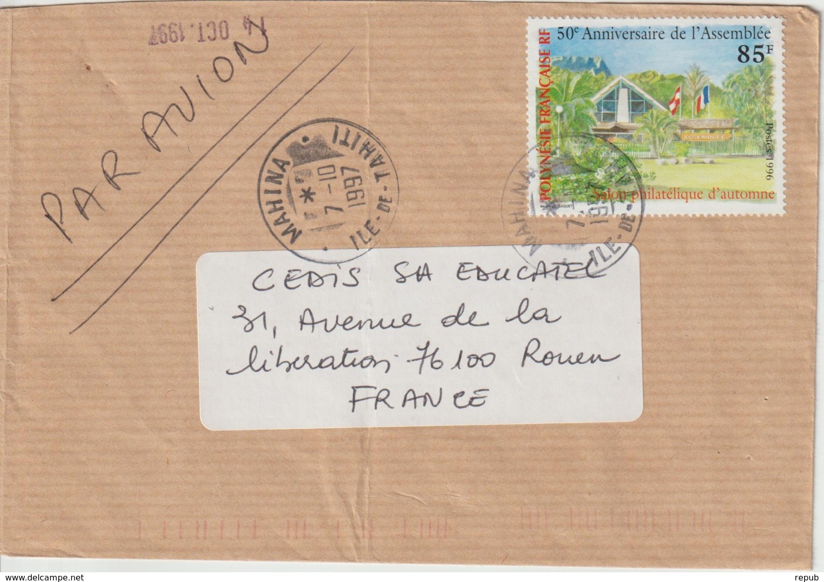 Lettre Polynésie 1997 Pour La France - Lettres & Documents