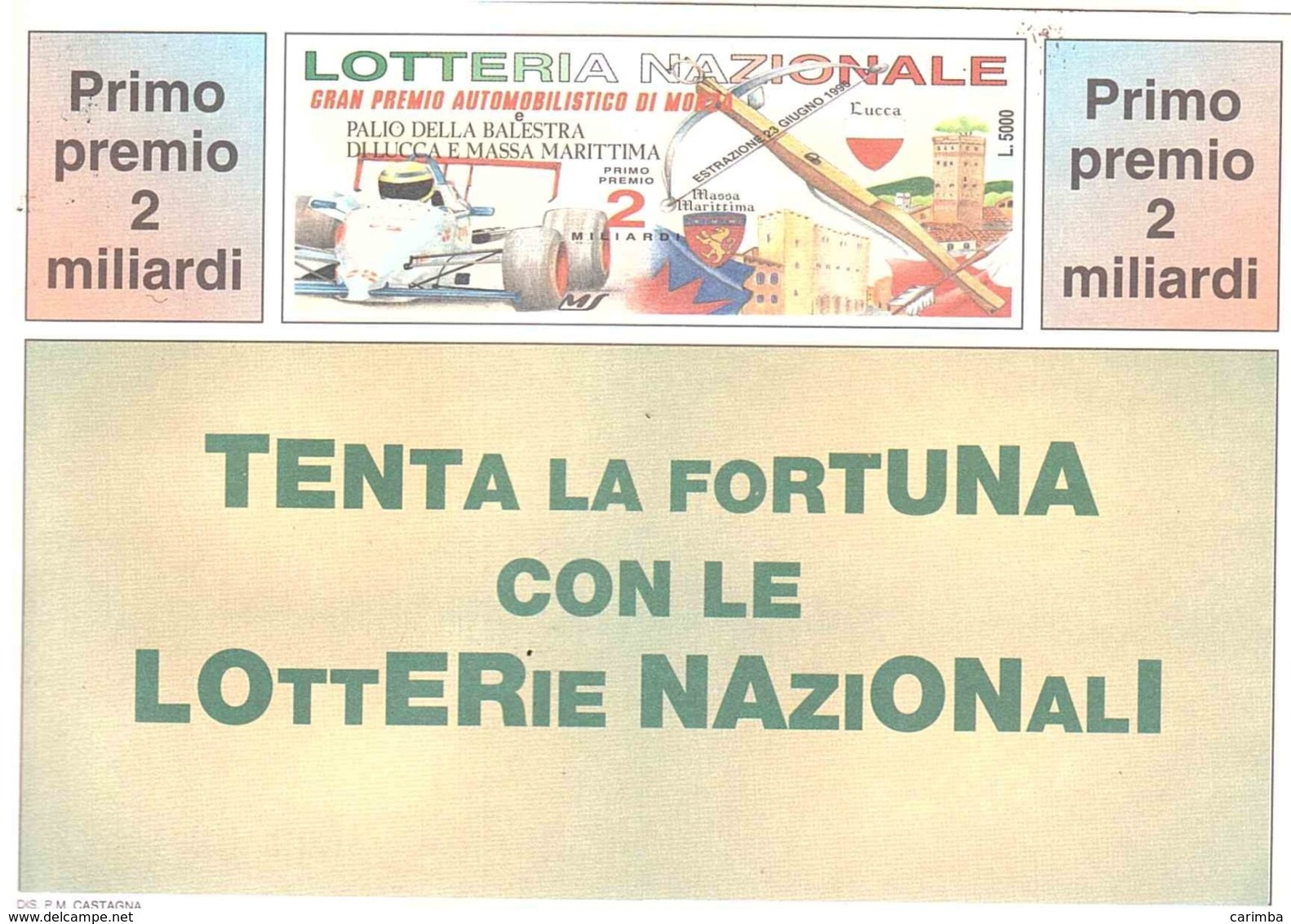 1996 £750 MONTE SANT'ANGELO SU CARTOLINA LOTTERIA NAZIONALE - Pubblicitari