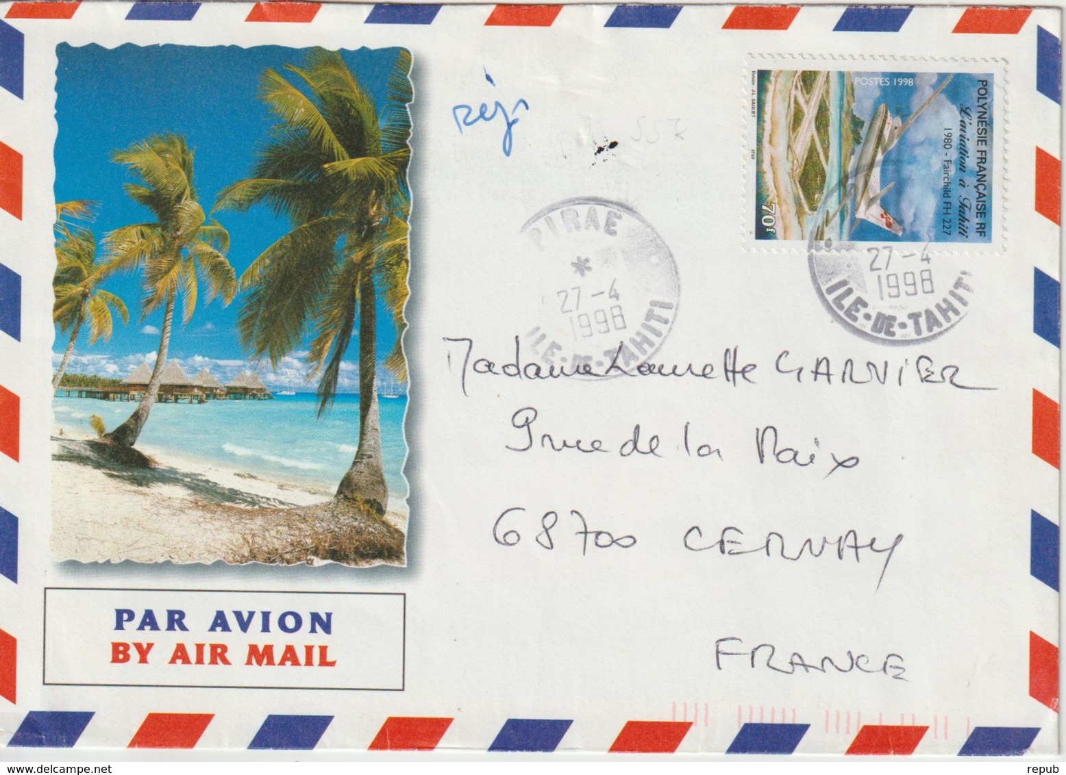 Lettre Polynésie 1998 Pour La France - Lettres & Documents