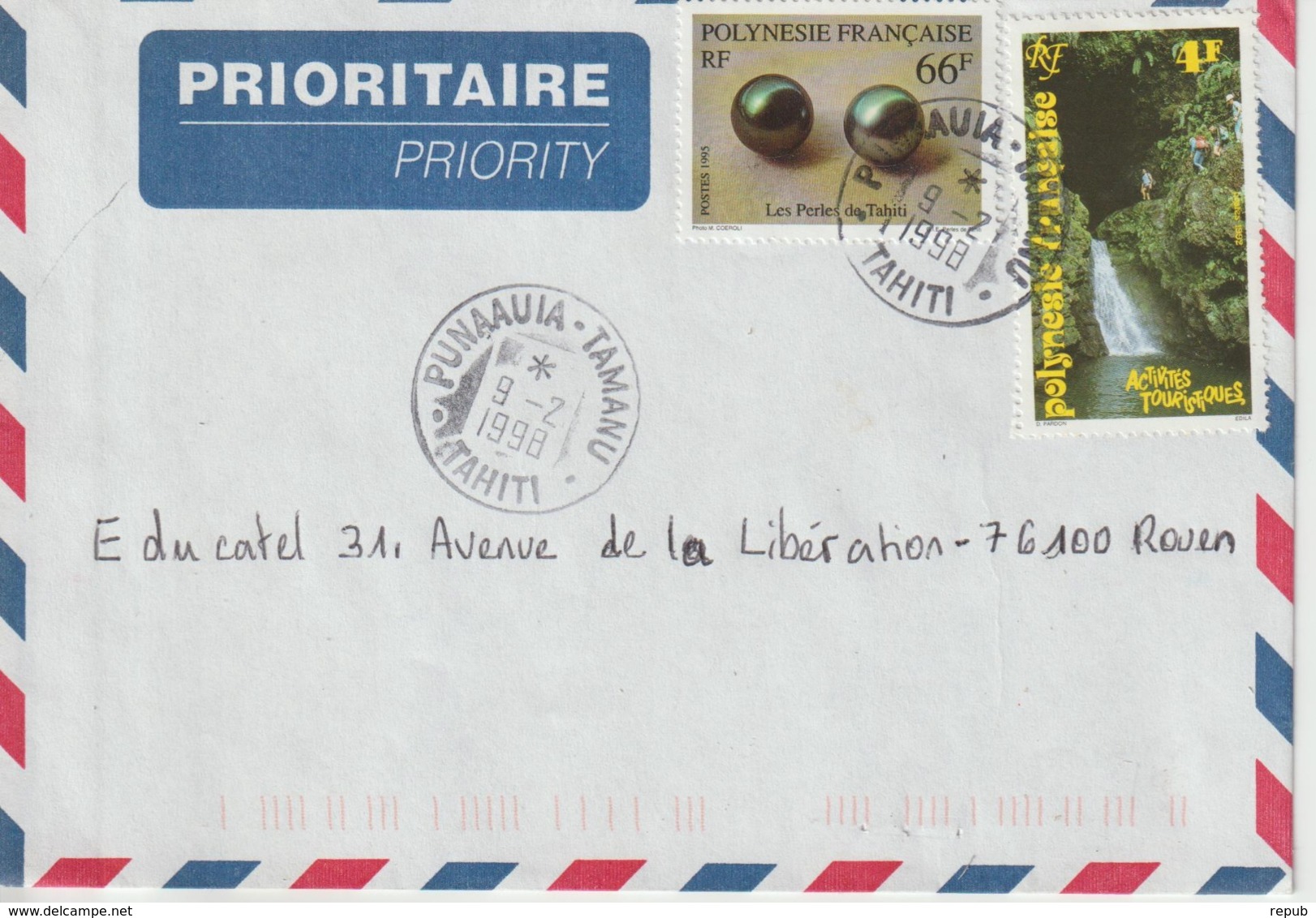 Lettre Polynésie 1998 Pour La France - Lettres & Documents