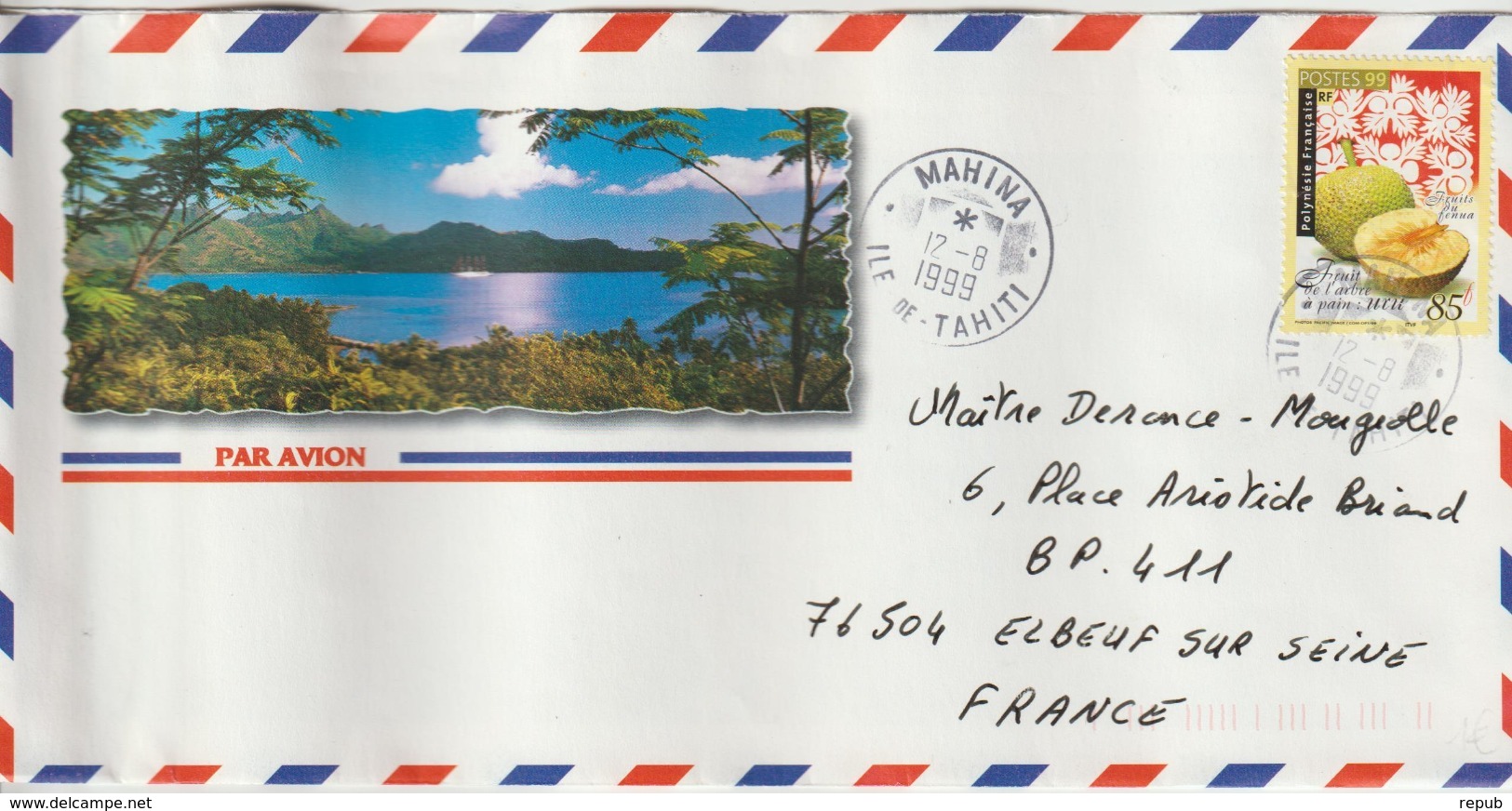 Lettre Polynésie 1999 Pour La France - Cartas & Documentos