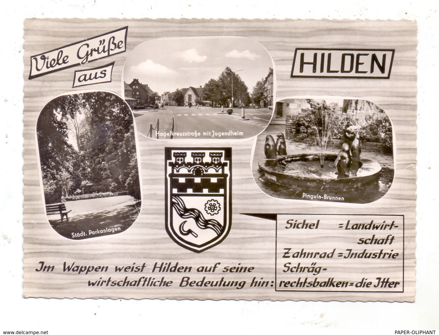 4010 HILDEN, Pinguin-Brunnen, Hagelkreuzstrasse, Parkanlagen, Stadtwappen, 1966 - Hilden