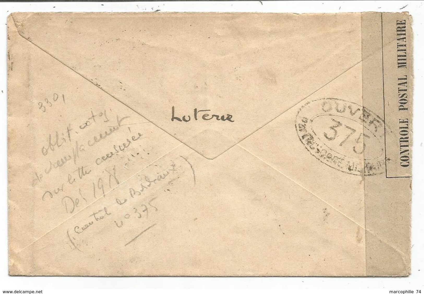 SEMEUSE 15C LIGNEE LETTRE PAQUEBOT TOURAINE C. OCTOG BORDEAUX A NEW YORK 27.2.1918 + CENSURE 375 COTE 420€ - Maritime Post