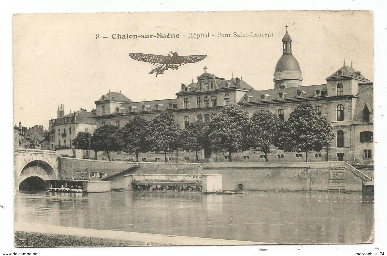 SEMEUSE 10C PORTE TIMBRE CHALON S SAONE AVIATION OCTOBRE 1910 CARTE HOPITAL - 1960-.... Lettres & Documents