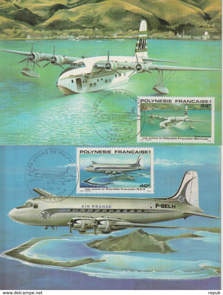 Polynésie Carte Maximum 1979 Série Avions PA 148-52 5 Cartes - Cartes-maximum