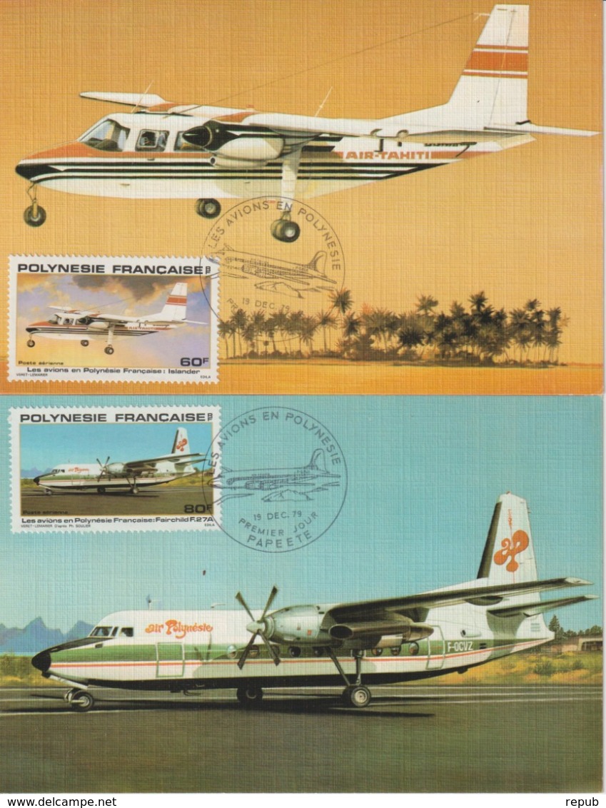 Polynésie Carte Maximum 1979 Série Avions PA 148-52 5 Cartes - Cartes-maximum