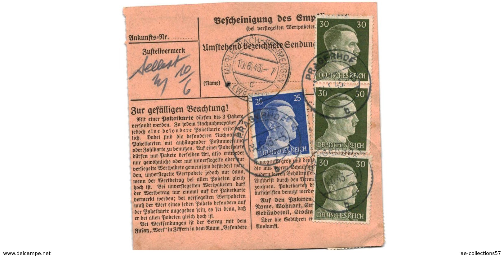 Allemagne  - Colis Postal  Départ Pragerhof  ( Steierm ) - Briefe U. Dokumente