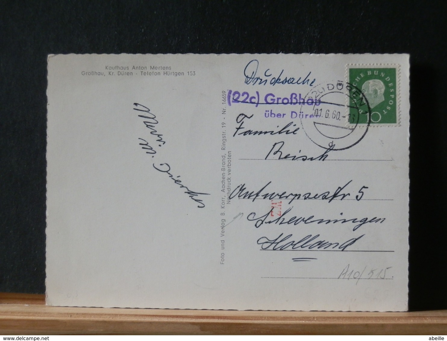 A10/515   CP  ALLEMAGNE  POUR LA HOLLANDE 1960 - Covers & Documents