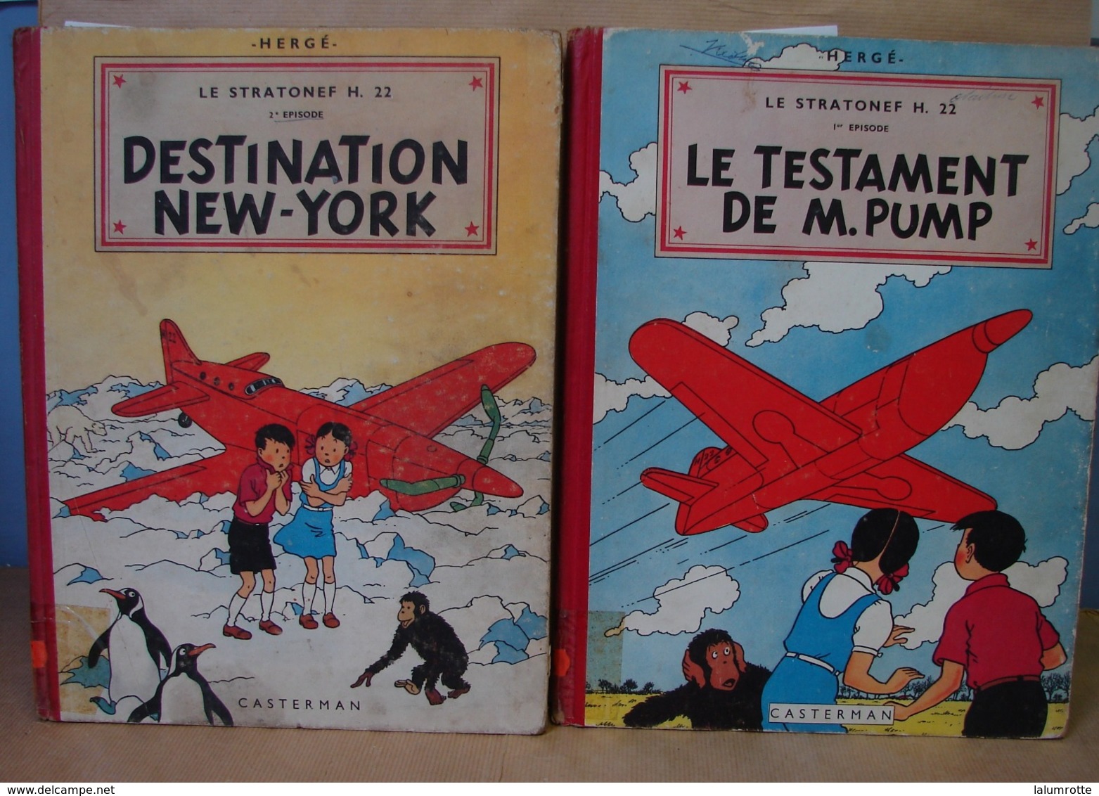 BD. 41. Le Testament De M. Pump Et Destination New York, Le Stratonef H.22. Hergé1951 - Jo, Zette & Jocko