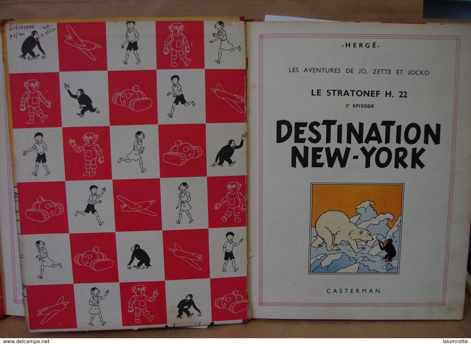 BD. 41. Le testament de M. Pump et Destination New York, le stratonef H.22. Hergé1951