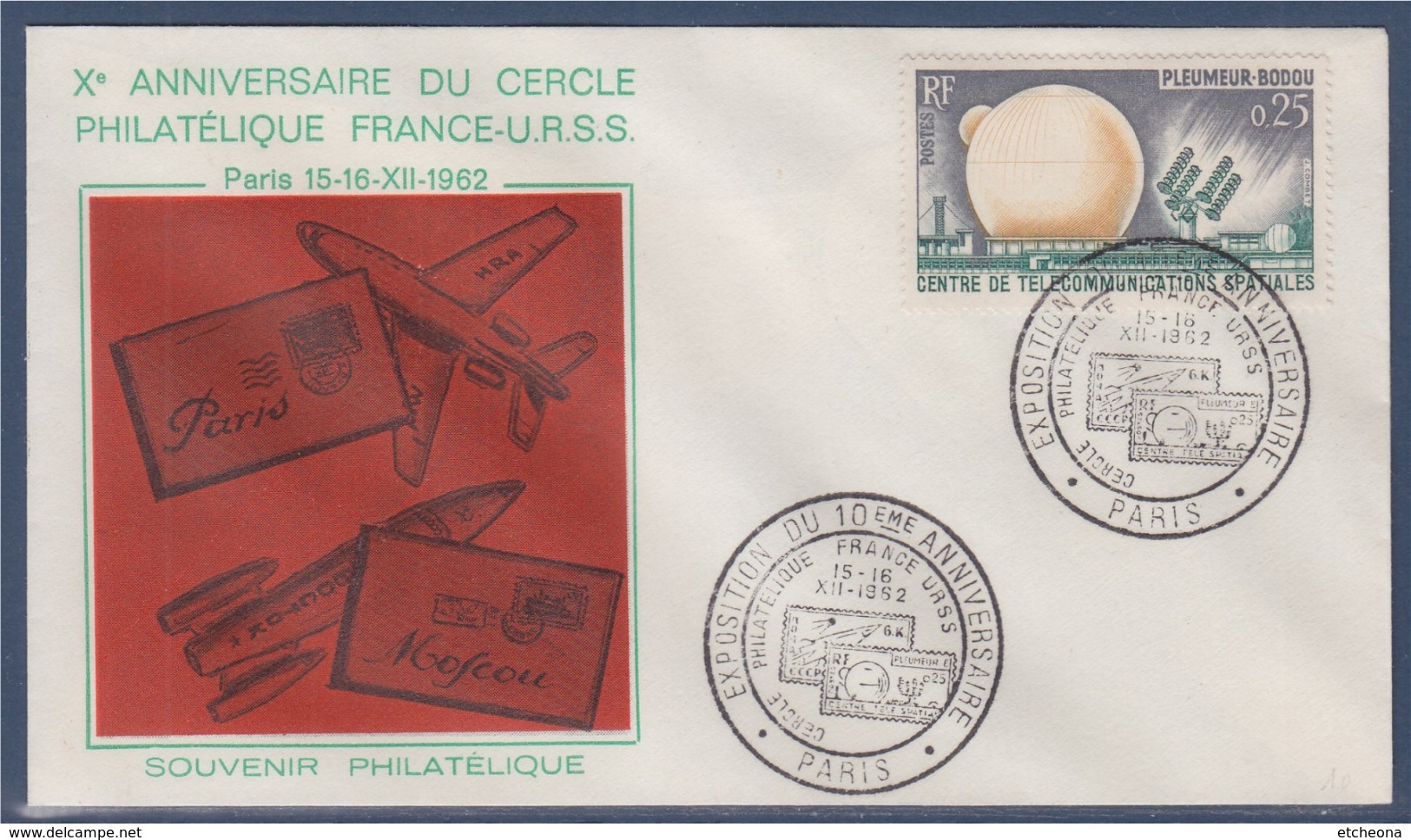 = Exposition Du Xème Anniversaire Du Cercle Philatékique France-U.R.S.S. Paris 15-16.XII.1962 Timbre 1360 Enveloppe - Cachets Commémoratifs