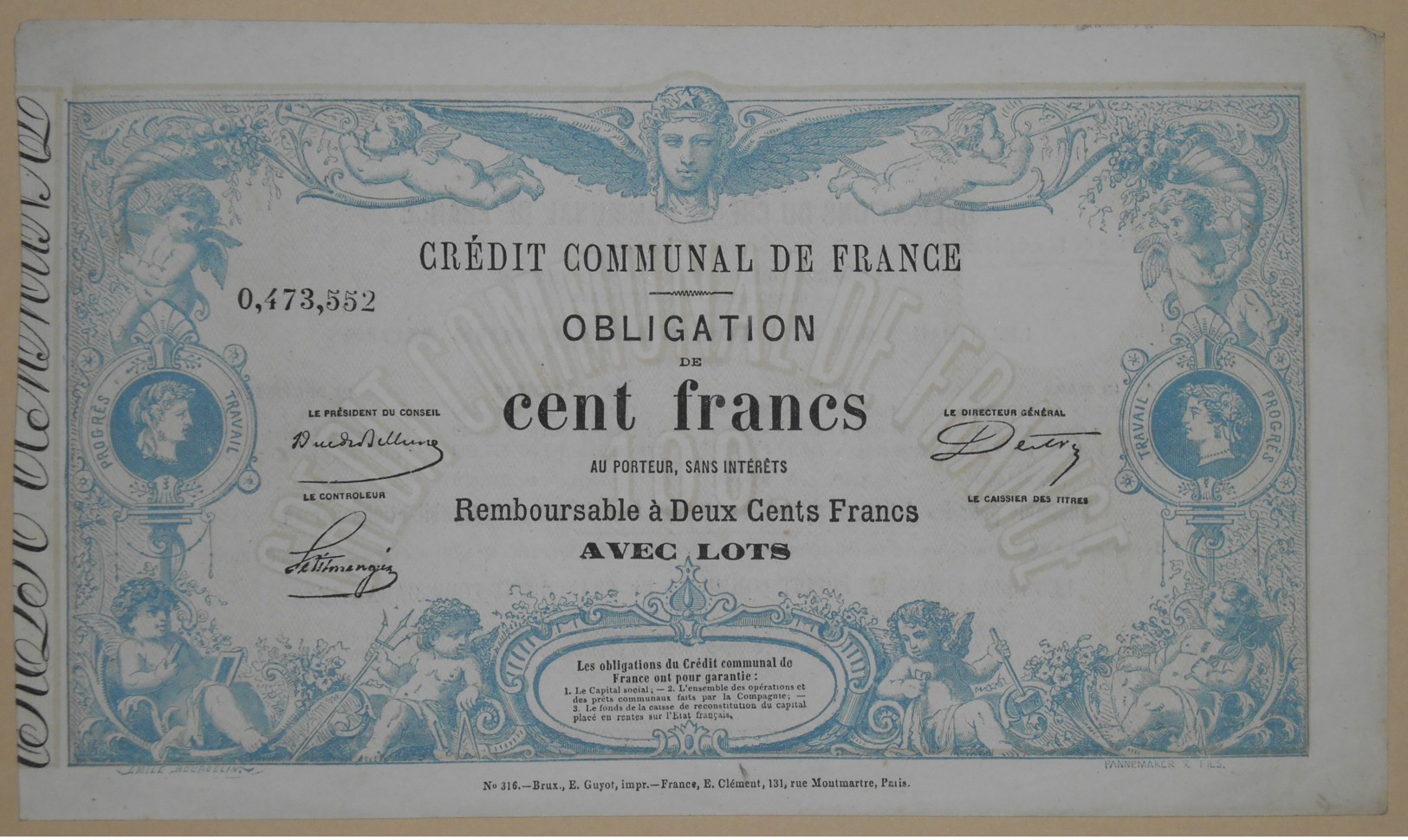 OBLIGATION Du CREDIT COMMUNAL De FRANCE - émission Du 12 Mars 1870 - Sonstige & Ohne Zuordnung