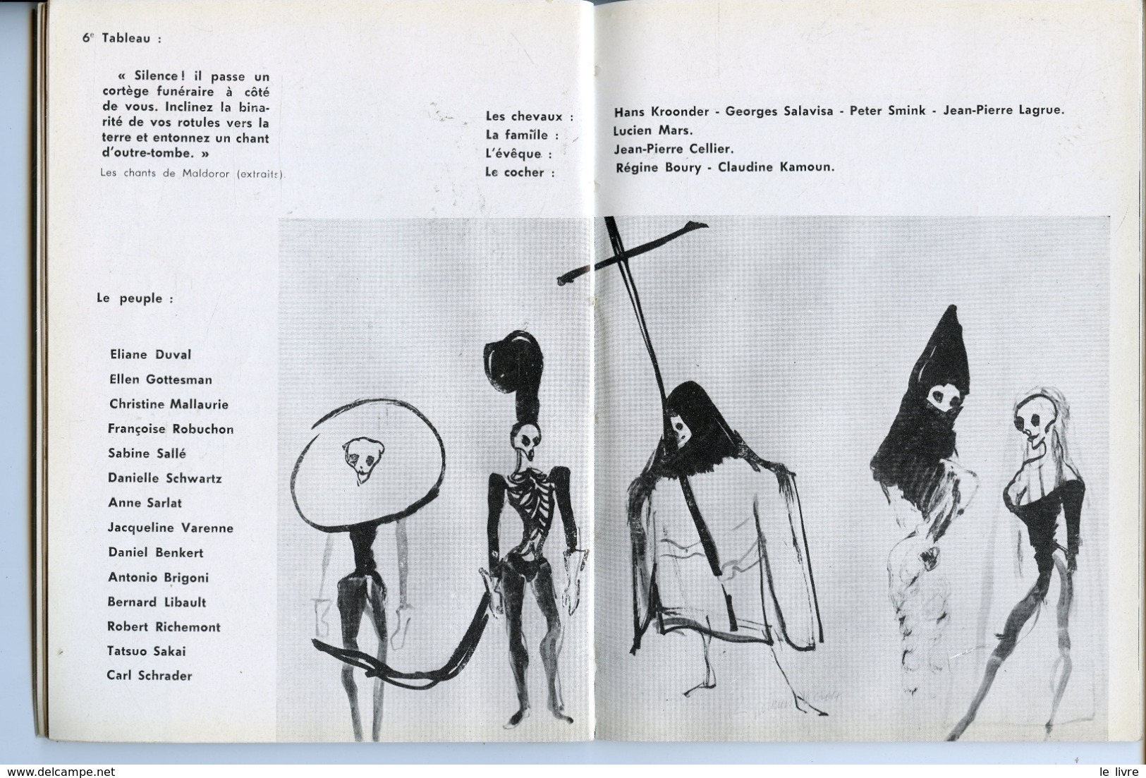 PROGRAMME DES BALLETS ROLAND PETIT ET TNP JEAN VILAR DESSINS D'APRES YVES SAINT-LAURENT ET JEAN COCTEAU 1962/63 - Programme