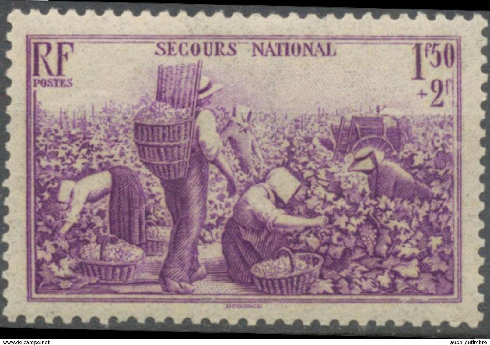 Au Profit Du Secours National. Vendanges. 1f.50 + 2f. Violet Neuf Luxe ** Y468 - Neufs