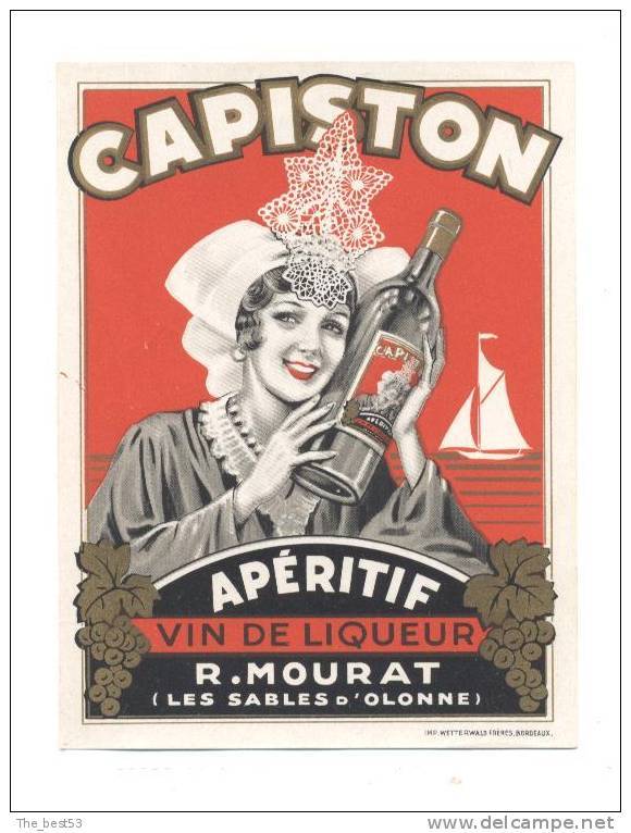 Etiquette  Vin De Liqueur  -  Capiston  -   R. Mourat  Les Sables D'Olonne  (85) - Autres & Non Classés