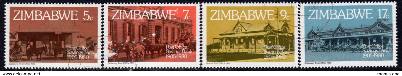 Zimbabwe 1980 75th Anniversary Of PO Savings Bank Set Of 4, Used, SG 597/600 (BA2) - Zimbabwe (1980-...)