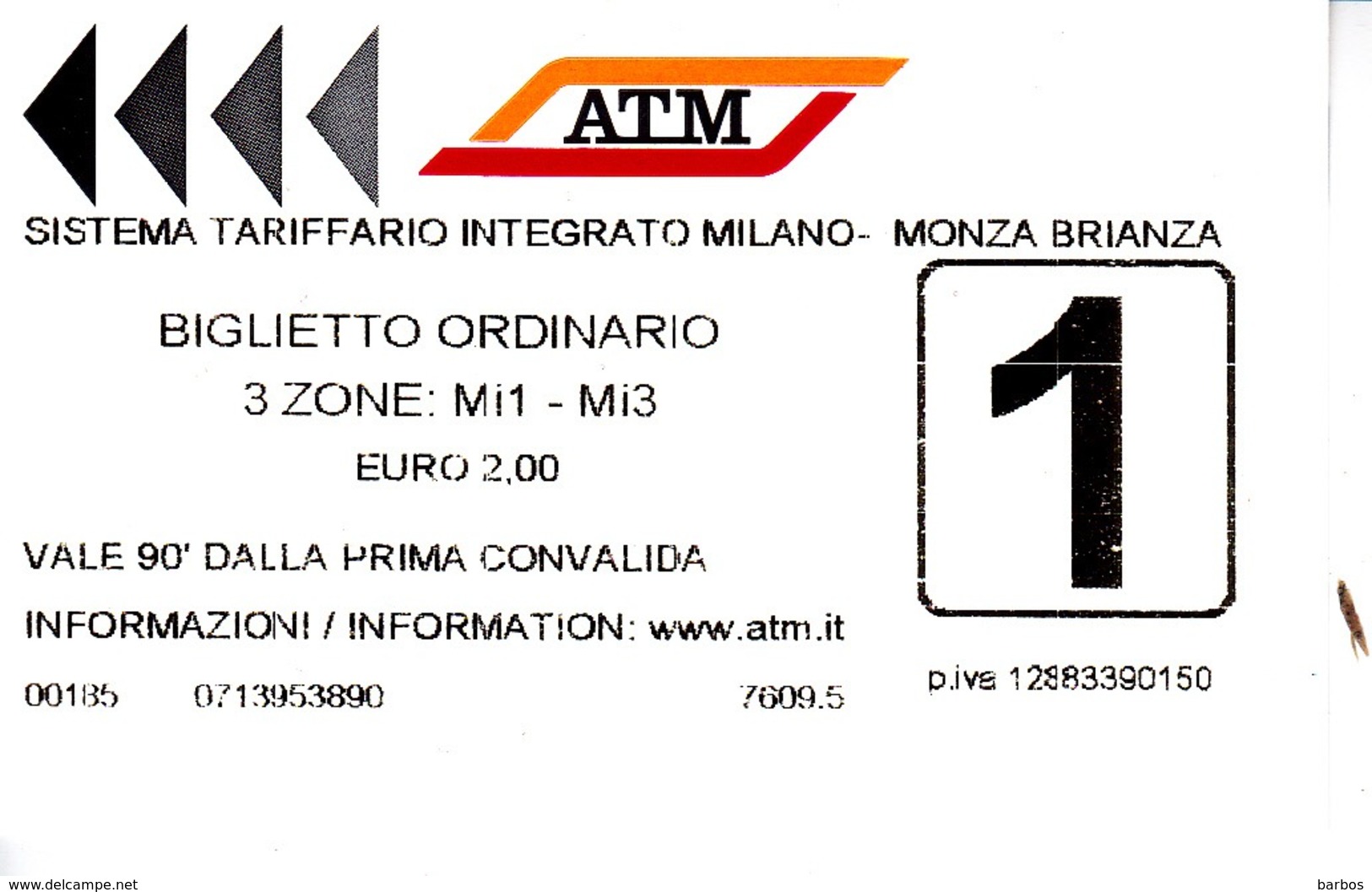 2019, Italy , Milano   , Metro  Ticket  , Biglietto Urbano , Used - Europe