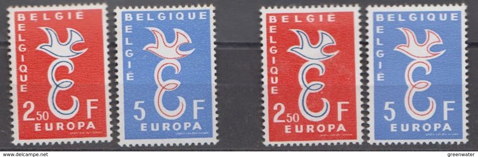 Europa Cept 1958 Belgium  2v ** Mnh + 2v Mh (= Mint, Hinged) (44668) - 1958