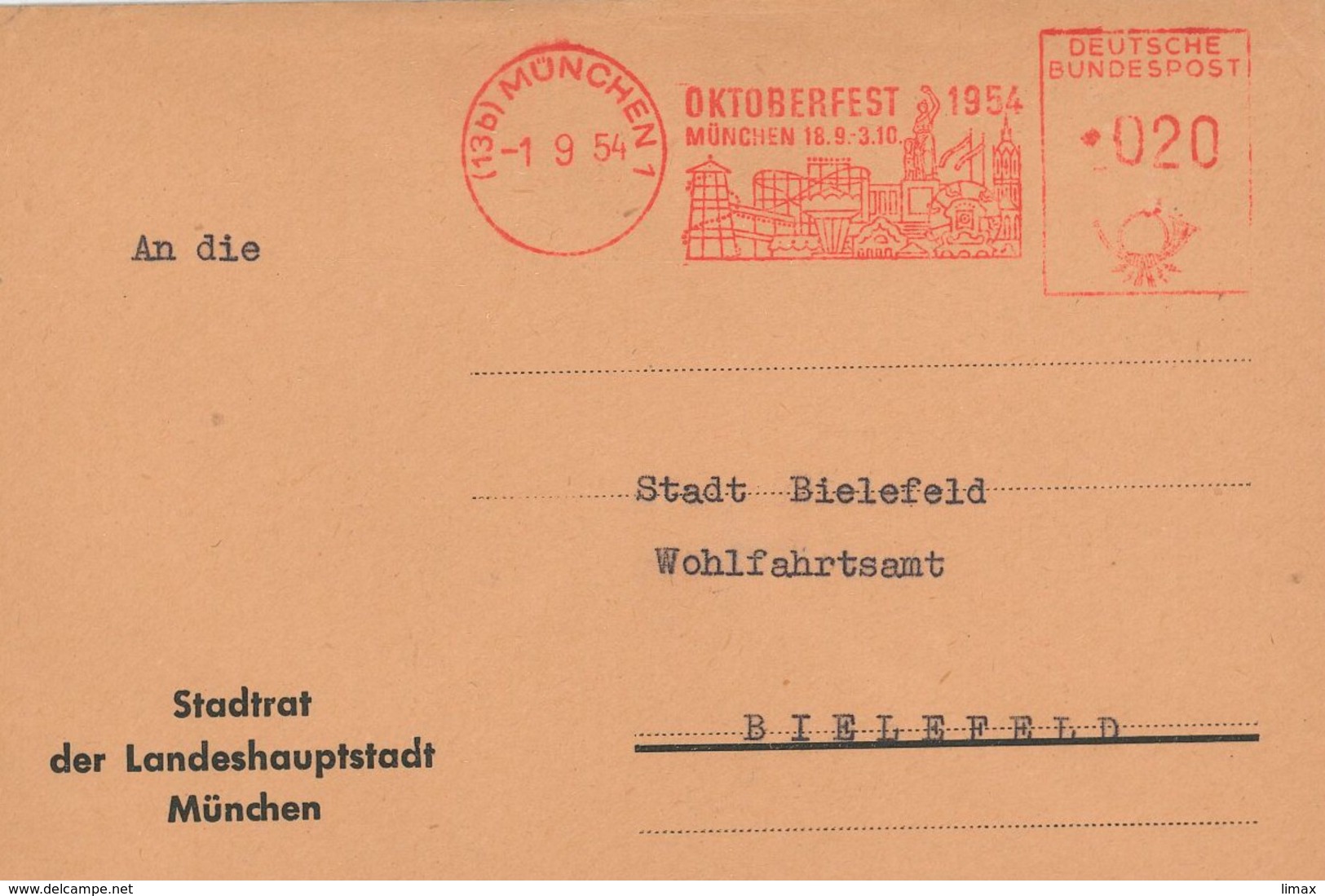 AFS 13b München Oktoberfest 1954 Bavaria Ringelspiel - Briefe U. Dokumente