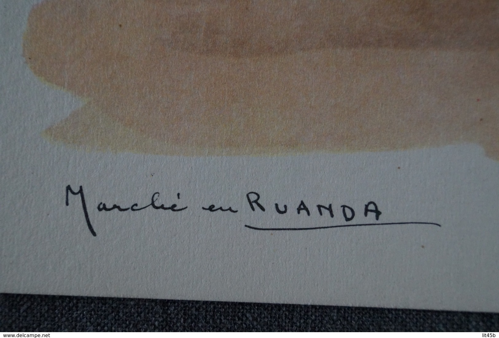 RARE Oeuvre De  Paul DAXHELET Sur Papier Dessin,Afrique,Marché Au Rwanda,Ruanda, 35 Cm. Sur 25 Cm. - Aquarelles