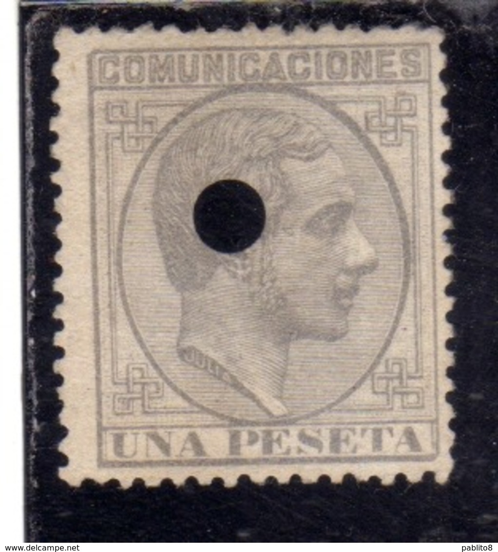 SPAIN ESPAÑA SPAGNA 1878 PERFIN KING ALFONSO XII RE UNA PESETA 1p MNH - Nuovi