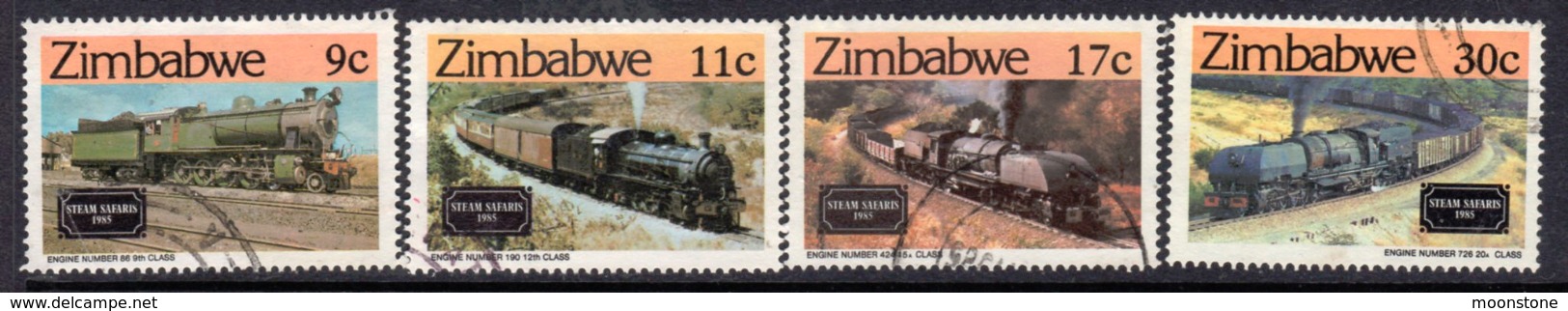 Zimbabwe 1985 Steam Safaris Railway Locomotives Set Of 4, Used, SG 653/6 (BA2) - Zimbabwe (1980-...)