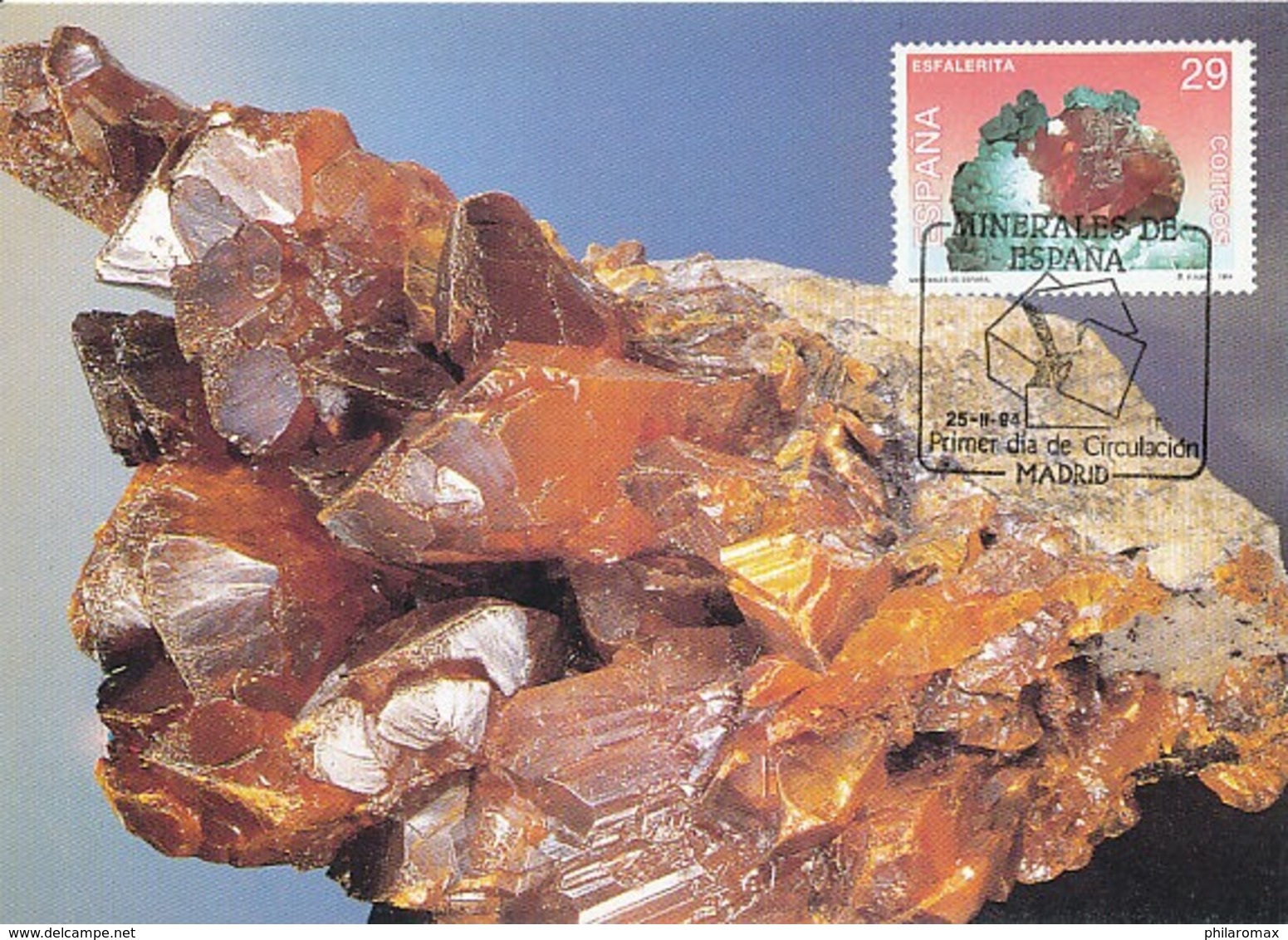 D38246 CARTE MAXIMUM CARD TRIPLE 1994 SPAIN - MINERAL SPHALERITE CP ORIGINAL - Minerals